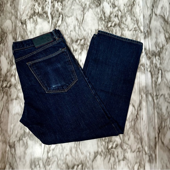 Lands End Square Rigger Men Sz 36 Button Fly Straight Med Wash Denim Blue Jeans - Picture 5 of 11